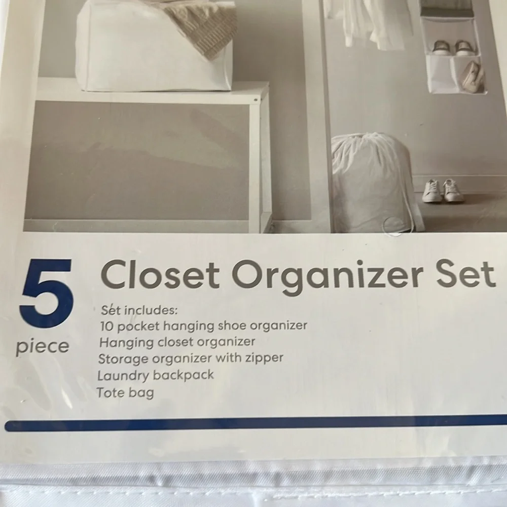 Simply Essential Closet Organizer 5 Piece Set in White - NWOT